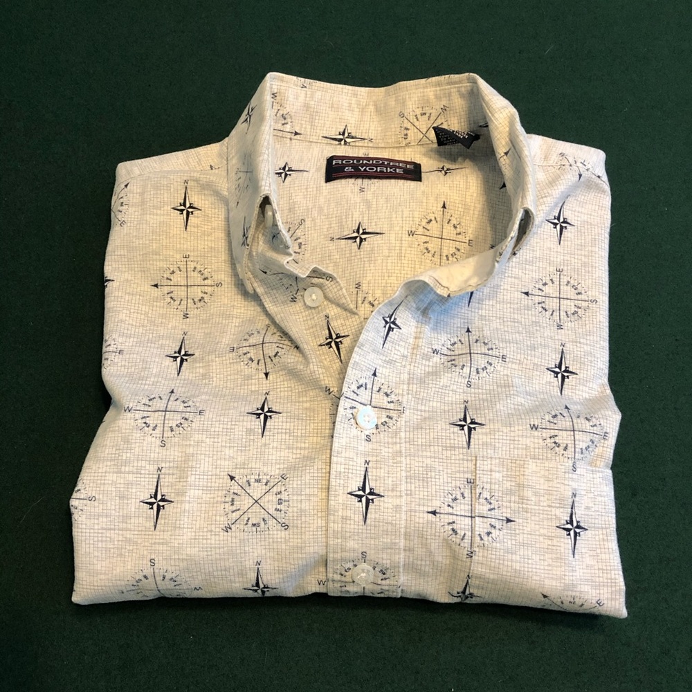 Roundtree & Yorke Nautical Print Shirt EUC